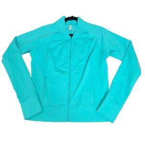 Lucy Track Jacket Womens Medium Mint Green Zip Thumbholes Pockets Fitness Gym